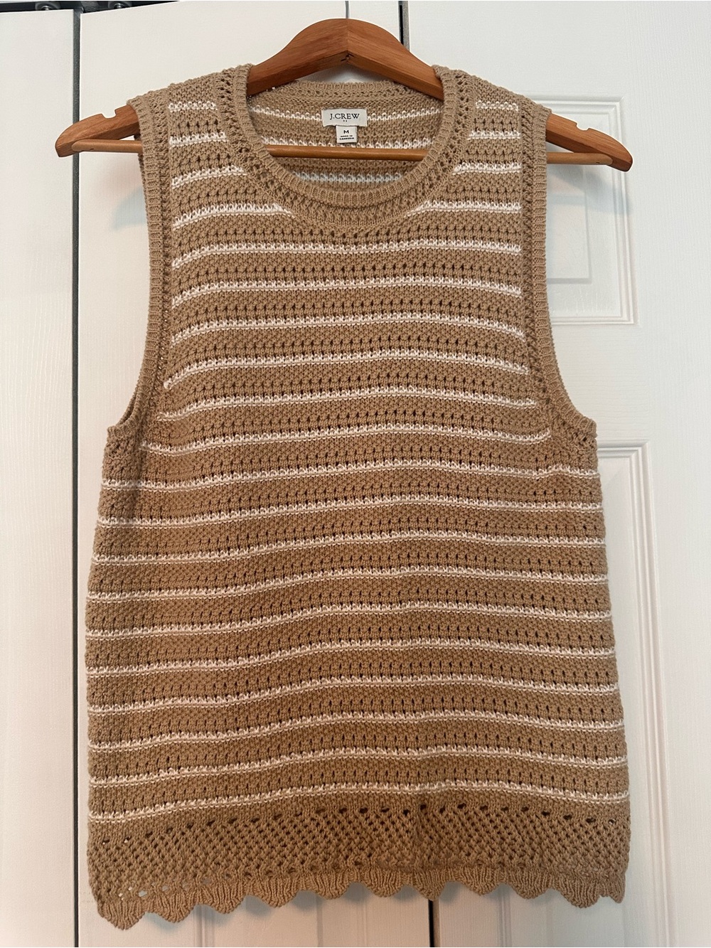 J.Crew Women’s Striped Crochet Knit Sleeveless Sweater